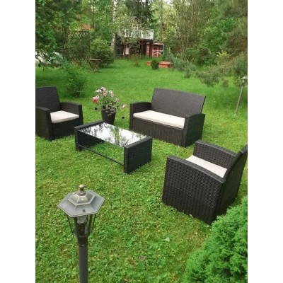 Комплект садовой мебели Divan24 Кипр из искусственного ротанга, диван, 2 кресла и стол, цвет венге