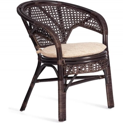 Комплект садовой мебели Tetchair PELANGI из натурального ротанга, стол, 4 кресла и подушки, цвет грецкий орех