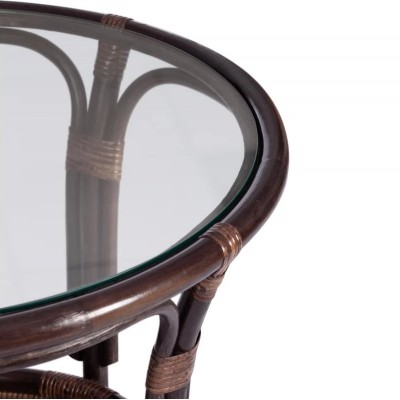 Комплект садовой мебели Tetchair PELANGI из натурального ротанга, стол, 4 кресла и подушки, цвет грецкий орех