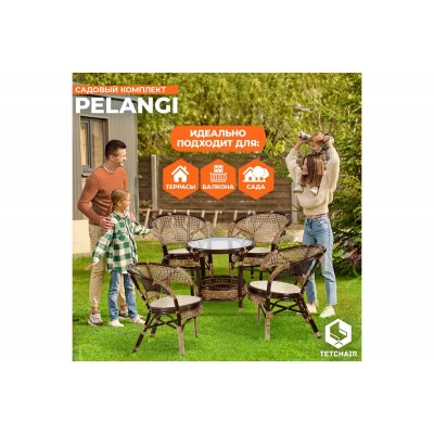 Комплект садовой мебели Tetchair PELANGI из натурального ротанга, стол + 4 кресла